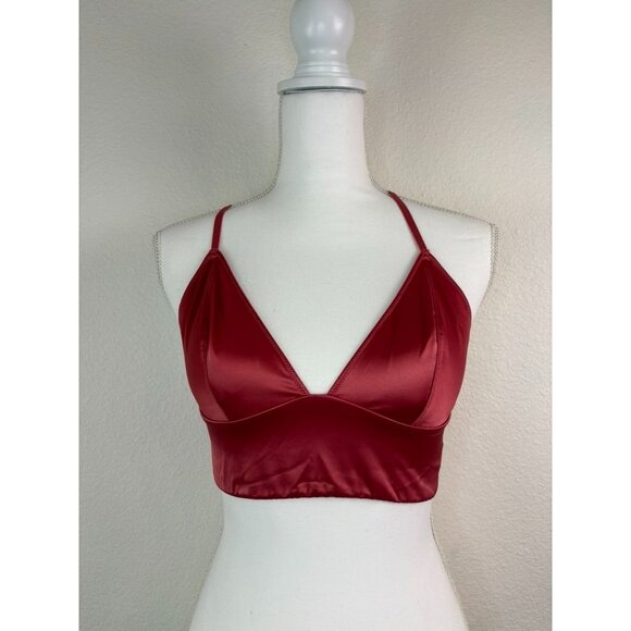 Victoria's Secret women's‎ medium pink satin racer back triangle bralette bra - Picture 1 of 6